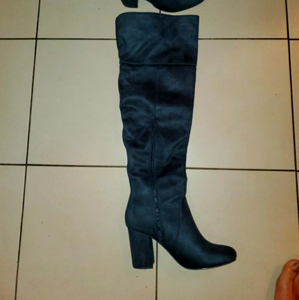 Suede Navy Blue over the knee boots